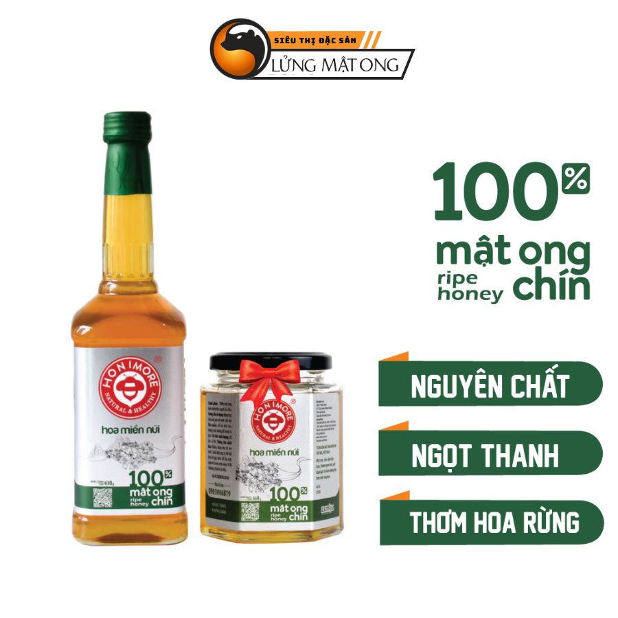 Combo Mật ong nguyên chất Hoa Miền Núi 630g tặng 1 hũ Mật ong chín Honimore 360g - Tăng cường sức đề kháng