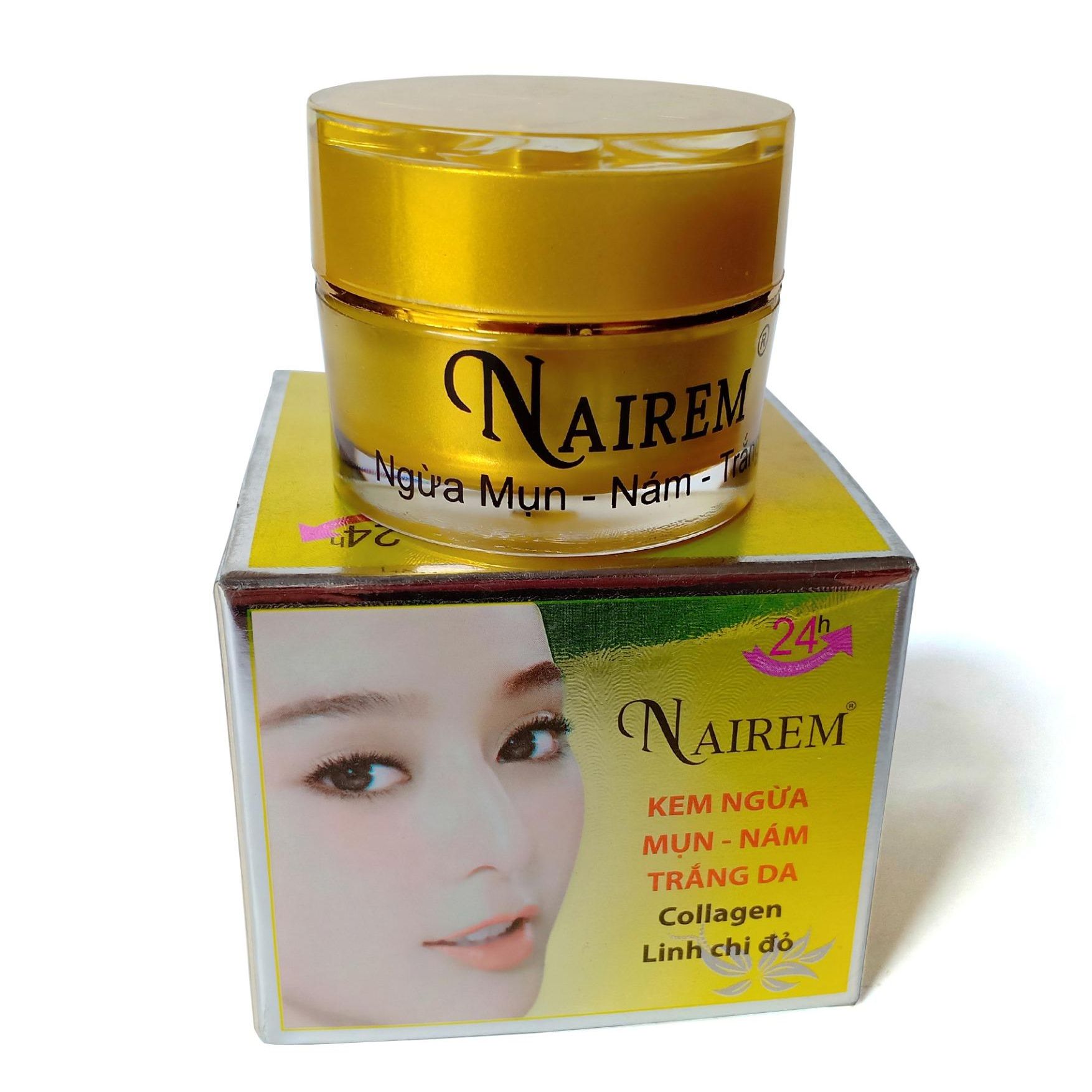 Kem ngừa mụn nám dưỡng trắng da Nairem Collagen Linh Chi Đỏ 8g - Helena Cosmetics