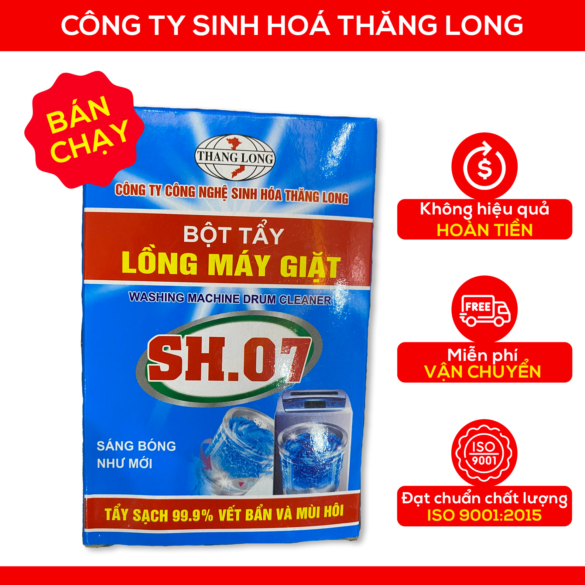 TẨY LỒNG MÁY GIẶT SH07 -1 hộp 2 gói - Không hiệu quả hoàn tiền - Hàng CHÍNH HÃNG