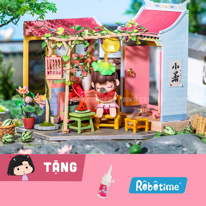 Mô hình nhà gỗ DIY nhà búp bê Rolife Robotime Sân nhỏ chiều hè