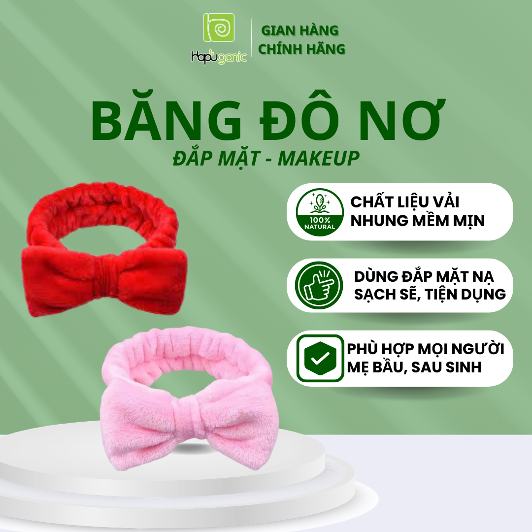 Băng Đô Nơ Cài Tóc Skincare đắp mặt nạ Hapuganic