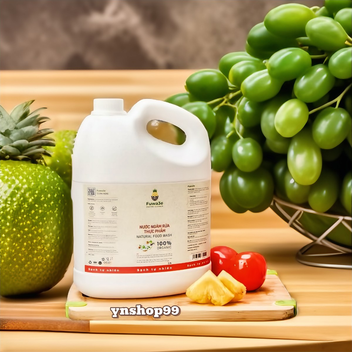 Nước Ngâm Rửa Rau Củ Sinh Học Fuwa3e, Can 3.8 Lít, Chiết Xuất Enzym Dứa Sinh Học An Toàn Cho Cả Nhà