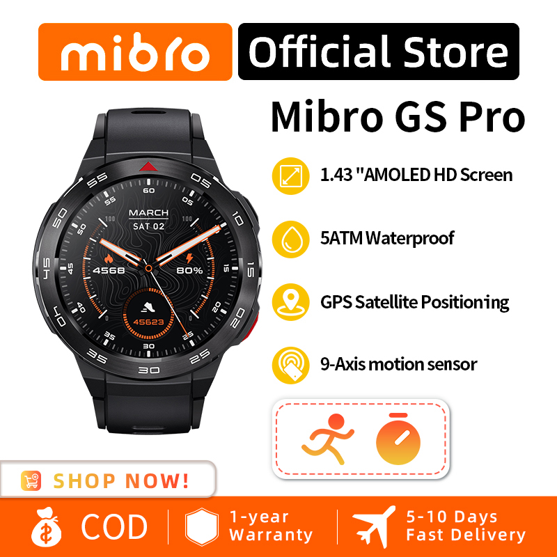 Mibro gs pro dual-core 2 in 1 gps ppg bio heart rate sensor smart watch bluetooth calling watch