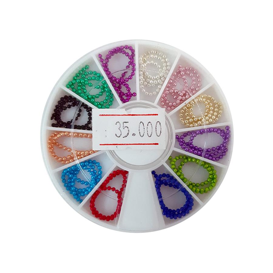 Khay tròn dây bi 12 màu trang trí nail