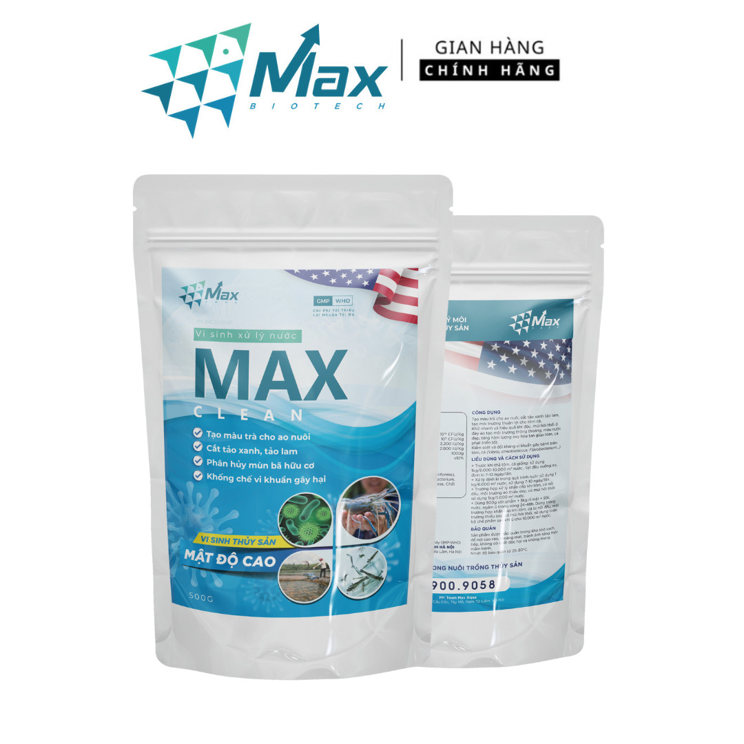 Max Clean chế phẩm sinh học men vi sinh xử lý nước, làm sạch nước và đáy ao nuôi cho tôm cá - 500g