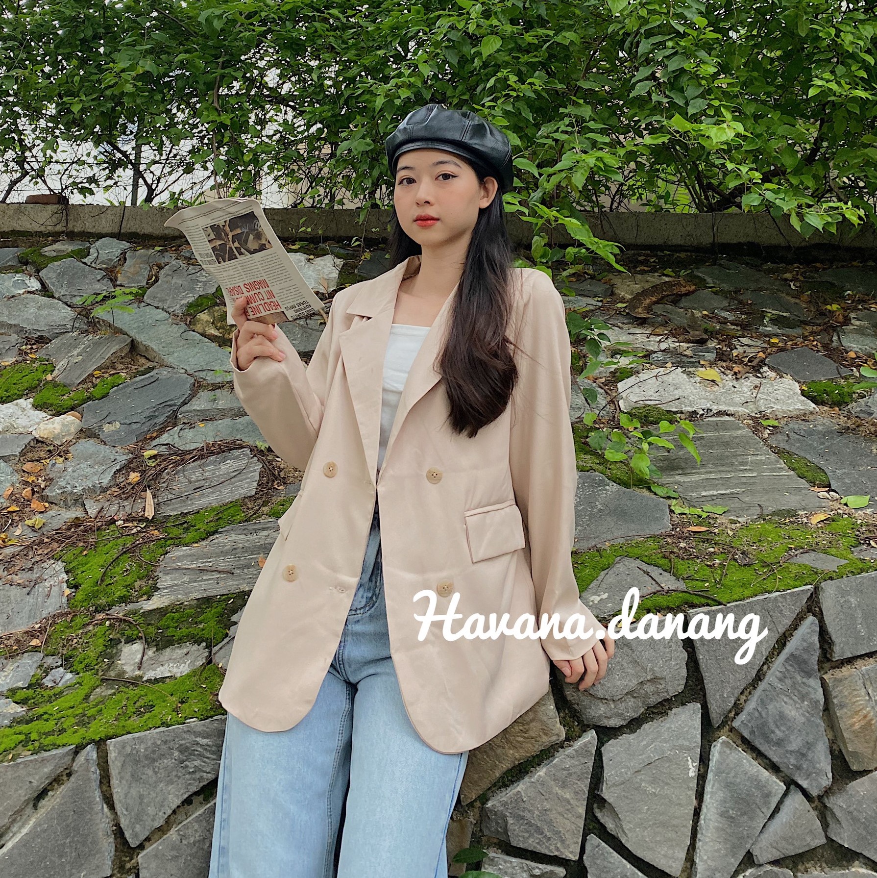Áo khoác blazer hai lớp, áo khoác blazer phong cách Hàn Quốc