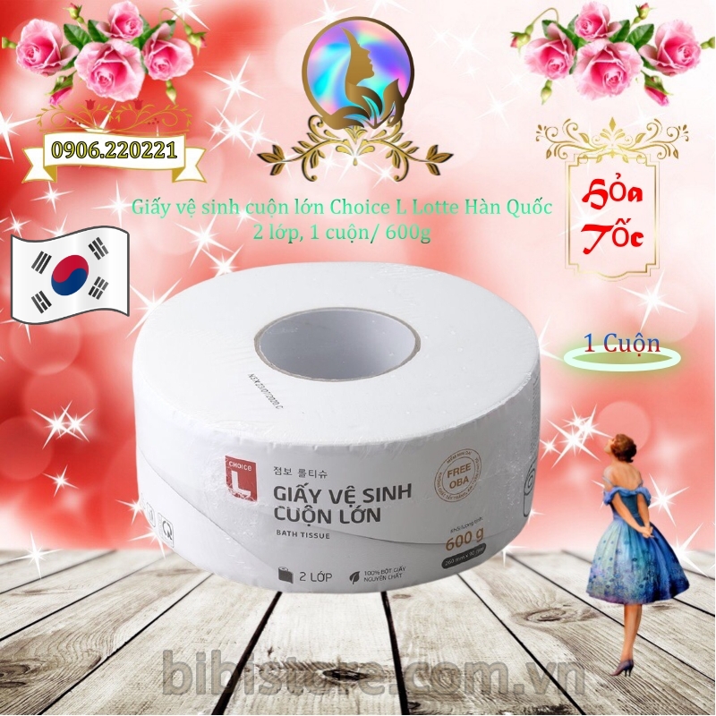 Giấy vệ sinh cao cấp cuộn lớn choice l lotte hàn quốc, giấy 2 lớp