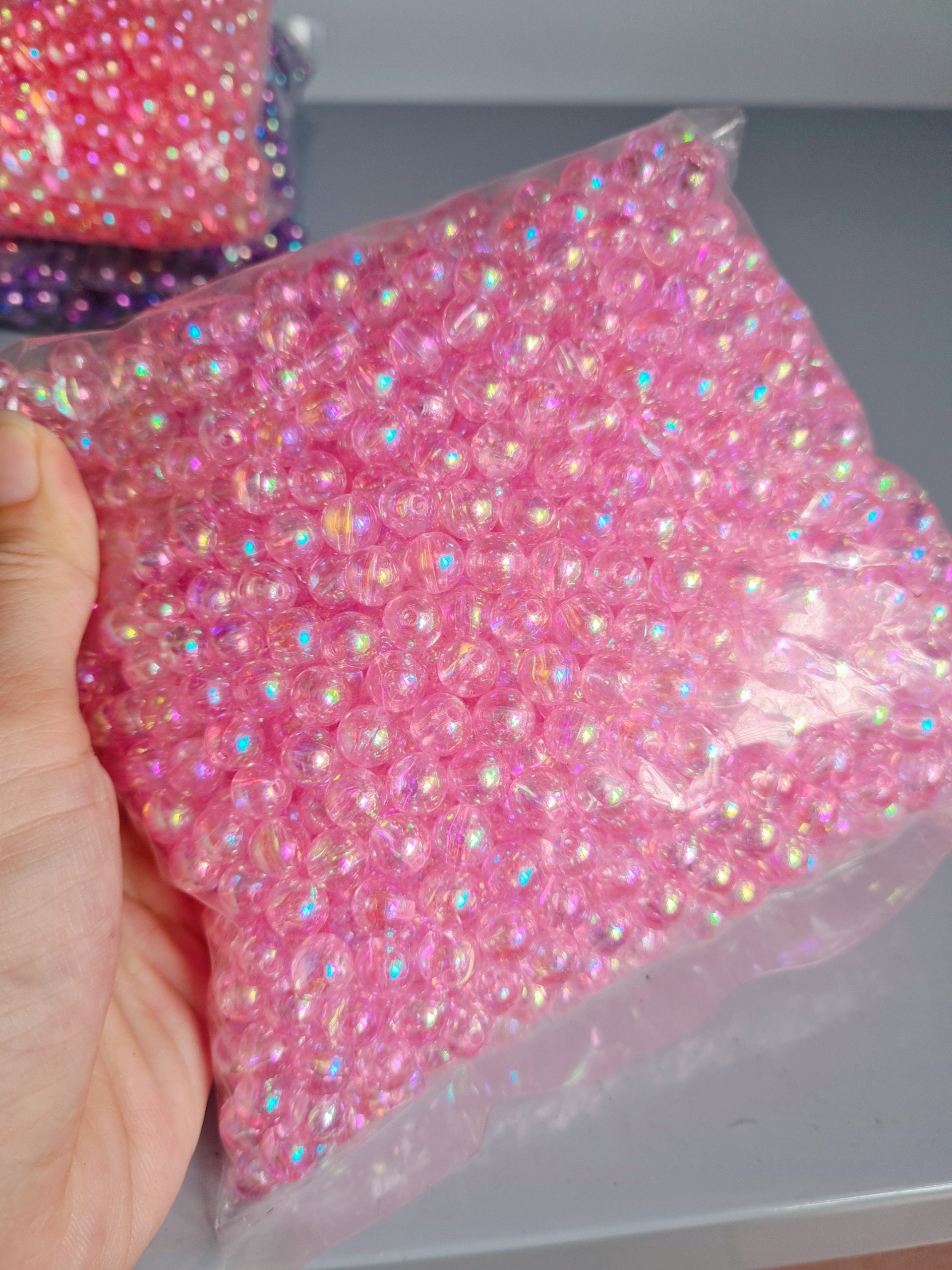 Hạt cườm nhựa Acrylic tròn cừ 8mm giá rẻ làm rèm handmade thú cưng giỏ sách góii 100gr