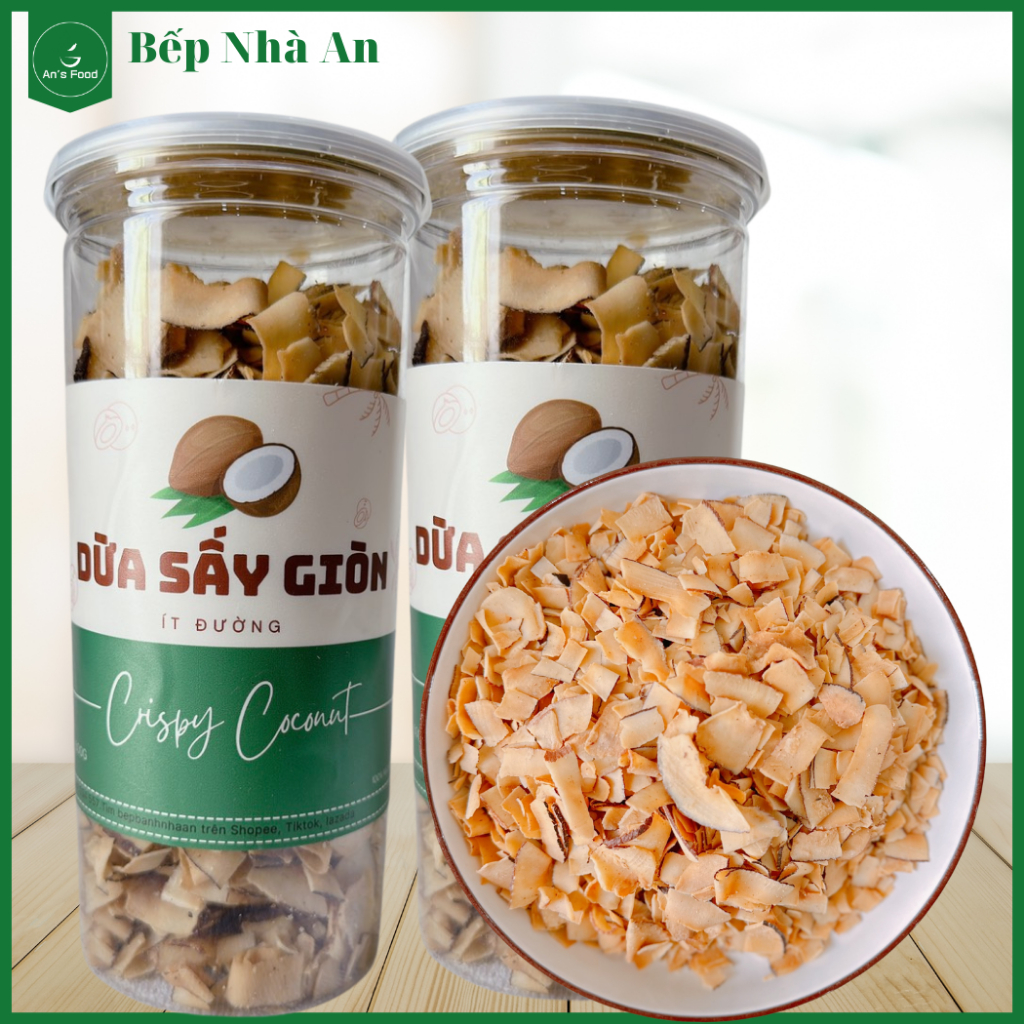 Dừa Sấy giòn ít ngọt siêu giòn ngon hũ 300g
