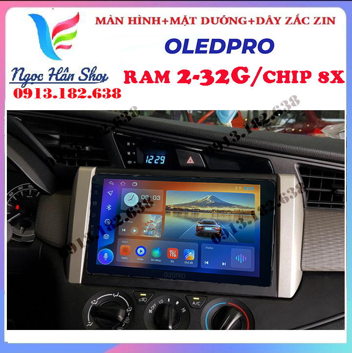[Hỗ trợ lắp đặt Hà Nội] Màn hình kết nối wifi OLEDPRO Android 10. cho xe TOYOTA INNOVA 2018, RAM 1G ROM 16G, kính cường lực 2.5D, đang làm mưa gió trên thị trường hiện nay