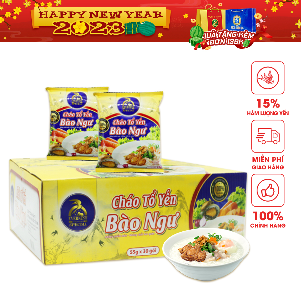 Cháo Tổ Yến Bào Ngư Evernest 30 Gói/ Thùng