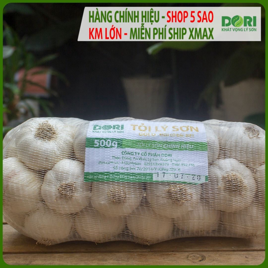 Tỏi lý sơn - dori gold - kích cỡ đặc biệt - túi 500g - loại tỏi nhiều tép - trồng tại đảo lý sơn