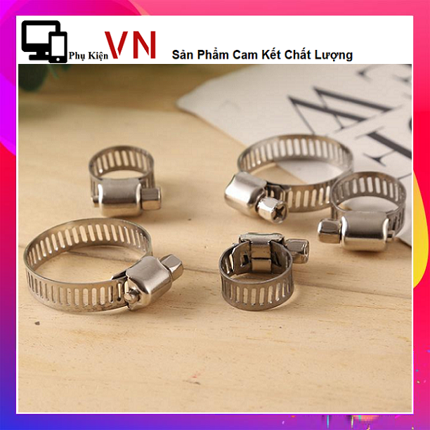 [HCM]⚡ Set 5 Vòng Kẹp Ống Nước Nhiều Size Khác Nhau Tiện - Kẹp Ống Mềm Thép Không Gỉ Có Thể Điều Chỉnh 13-19Mm  ⚡
