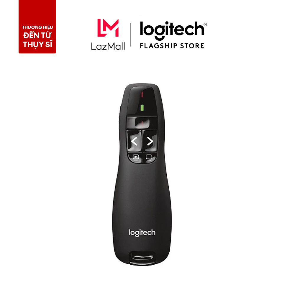  Bút trình chiếu Logitech R400 - Đèn chiếu laze đỏ Phạm vi 15m Cắm là sử dụng ngay Đầu thu không dây mini Laze loại 2 Không dây 2.4Ghz 