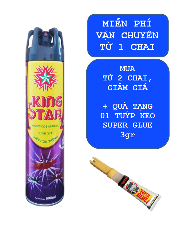 BÌNH XỊT MUỖI, BÌNH XỊT CÔN TRÙNG, DIỆT RUỒI MUỖI KIẾN GIÁN Kingstar - 600ml