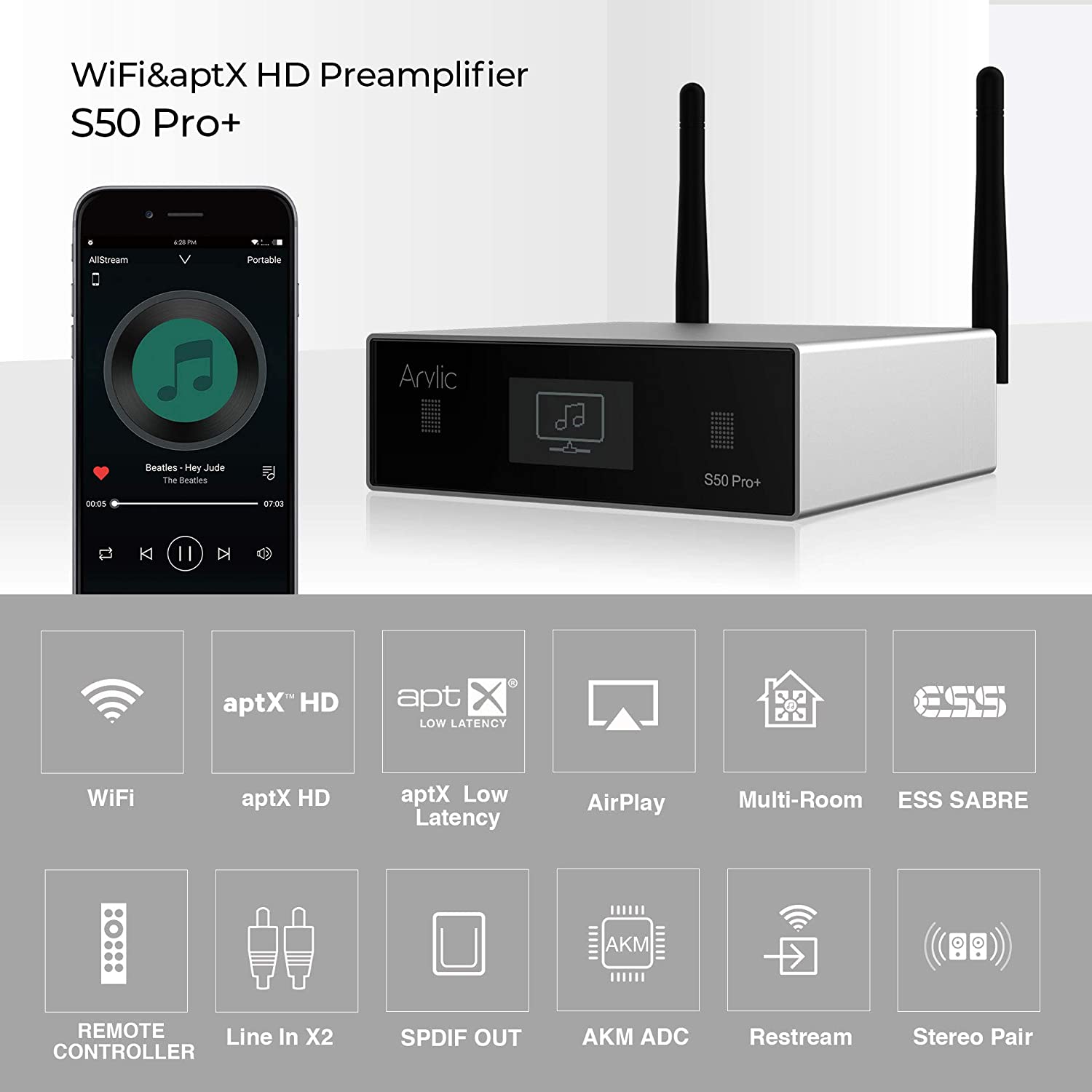 S50 pro+ , music server/streamer/ đầu phát nhạc số tích hợp dac ess sabre 9023 cao cấp. hỗ trợ wifi, airplay và aptx hd bluetooth 5.0