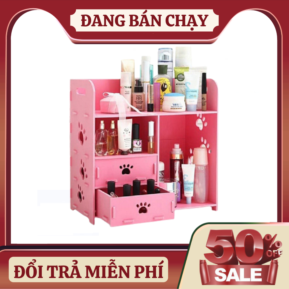 Kệ Đựng Mỹ Phẩm Chân Chó Có 2 Ngăn Kéo,Kệ Để Đồ Trang Điểm,Kệ Lưu Chữ Đồ Đạc Sách Vở Đồ Trang Trí