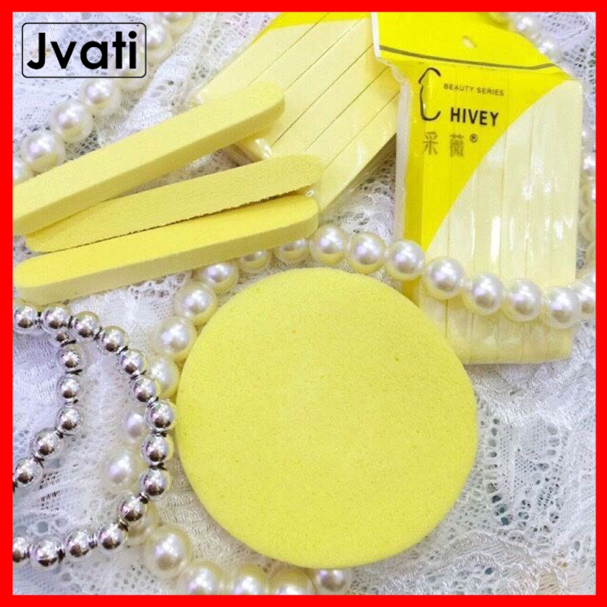 [Bịch 12 Miếng] Bông Rửa Mặt Bọt Biển, Bông Nở Rửa Mặt Nhật Bản Dạng Nén Chivey Mềm và Dai Không Gây Tổn Thương Da, Rửa Mặt Cực Sạch, Nhỏ Gọn Tiện Dụng/ Gói 12 miếng bông mút rửa mặt chivey - Jvati