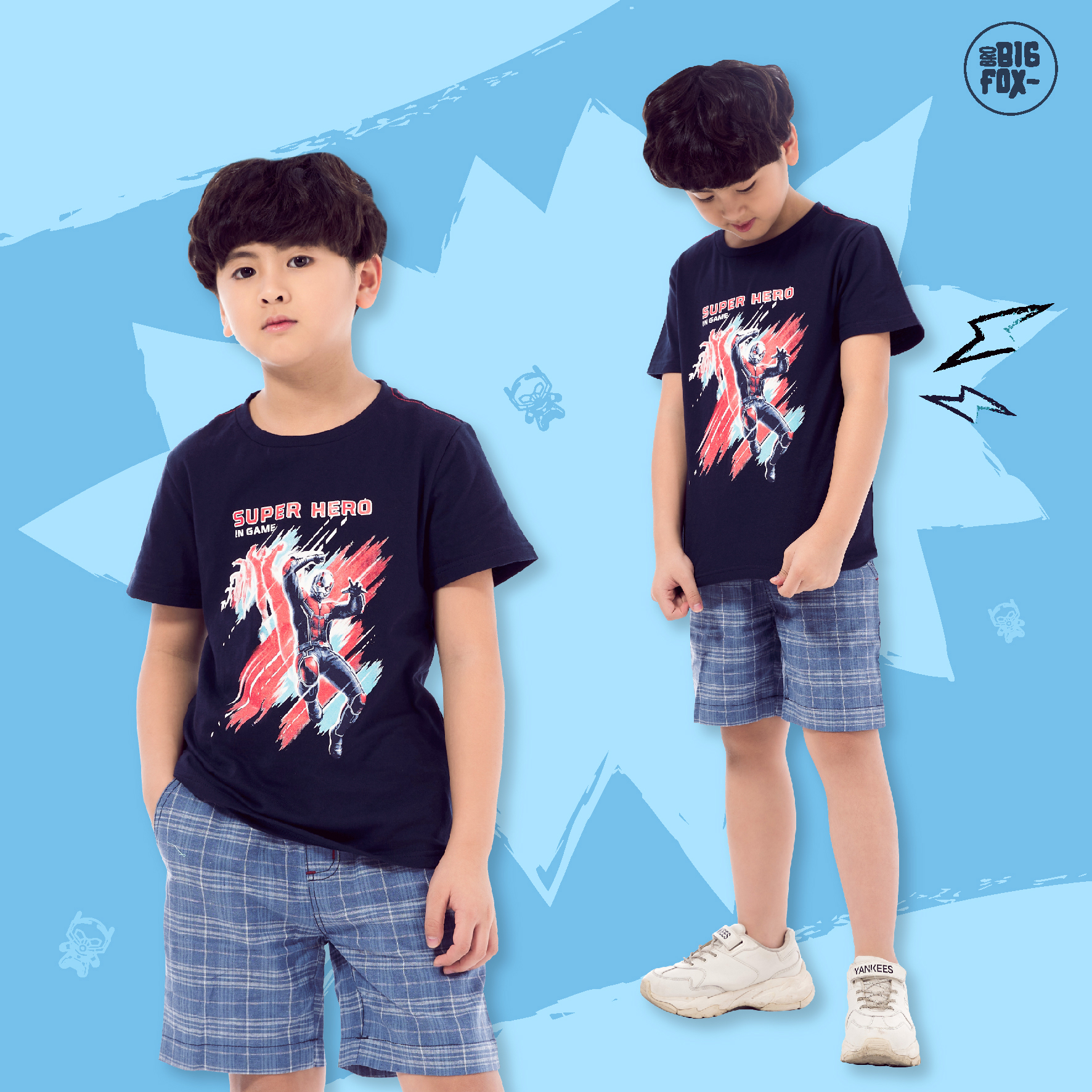 Áo bé trai BIGFOX - MISS MEOW size đại, áo thun cho bé chất cotton phong cách Âu Mỹ hình in SUPER HERO 11 - 40 kg QATE