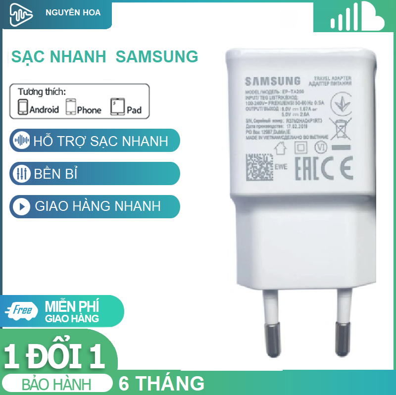 Củ sạc Cốc sạc nhanh ZIN S10 sạc cho Samsung A11, A50, A10, J2, A71, J7, A7, A30, J7Pro, S7, S6, S8 S9, S10, S5, S4 MADE IN VIETNAN Bảo Hành 1 Năm