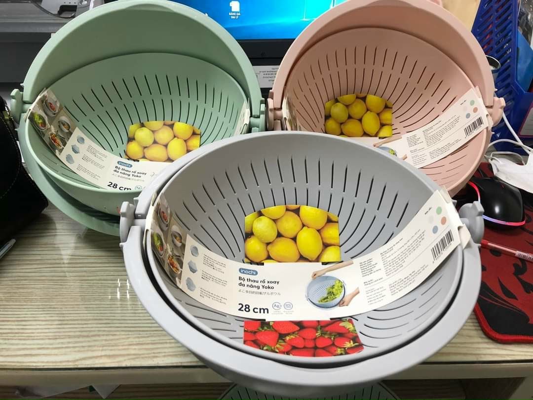 Mô tả sản phẩm Bộ Thau Rổ Nhựa Yoko 30 cm Chính Hãng Inochi - Hàng KM Vinamilk