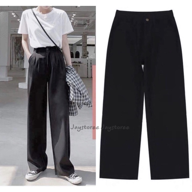 Quần tây đen ống rộng/simple pants ❤️/freeship 99k ❤️