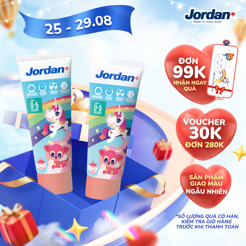 Kem đánh răng cho trẻ em 0-5 tuổi vị vải jordan step 1 - 75g