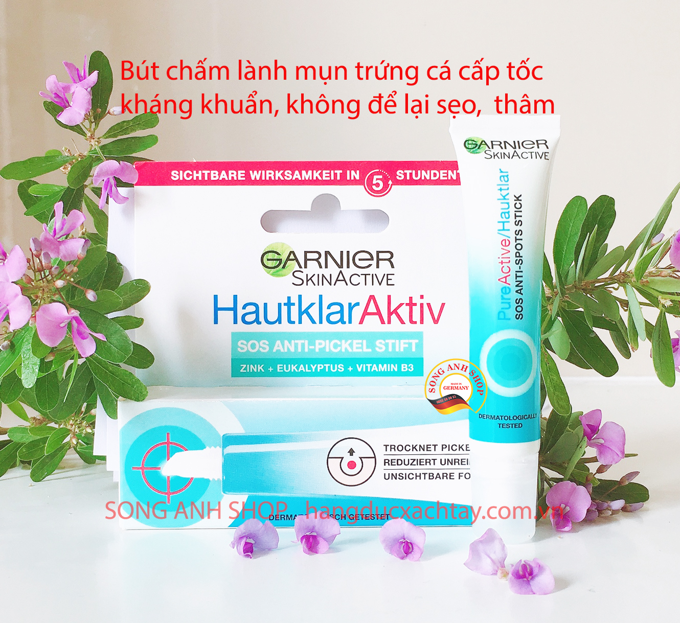 Bút chấm xẹp mụn siêu tốc GARNIER Hautklar Aktiv