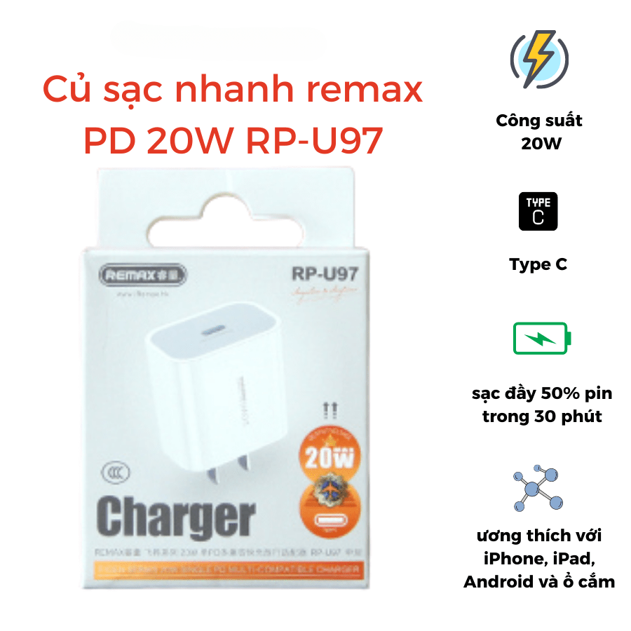 Củ sạc nhanh remax 20w, cổng ra type-c, củ sạc nhanh, củ sạc nhanh samsung, củ sạc nhanh iphone, củ sạc nhanh iphone 20w, củ sạc nhanh 20w, củ sạc nhanh 20w chinh hãng, giao hàng toàn quốc, hidenburg store