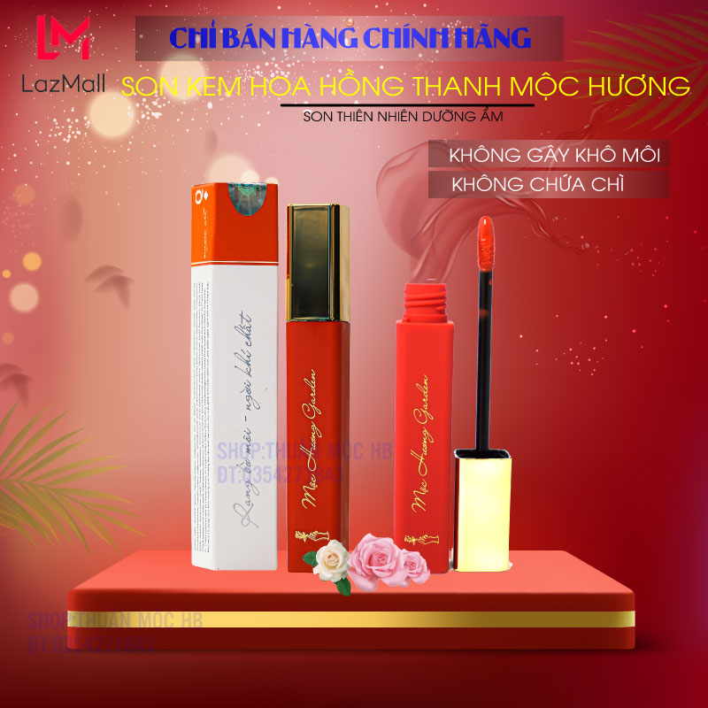 Son kem hoa hồng Thanh Mộc Hương, son thiên nhiên dưỡng ẩm môi an toàn , không chì, không gây thâm môi - Thuần Mộc Shop