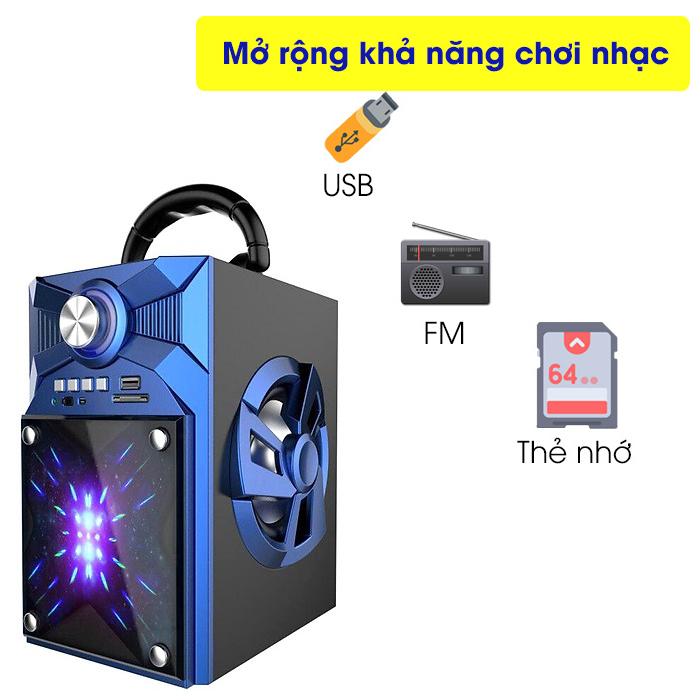 Loa Bluetooth loa nghe nhạc nghe FM loa hifi loa âm thanh hay loa giá rẻ loa xách tay Vision VSP CV-V10 có remote kết nối điện thoại micro có dây