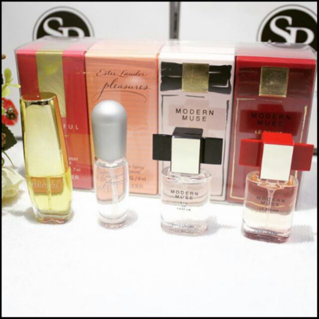 Set 4 Chai Nước Hoa Mini ESTEE LAUDER (Modern Muse, Modern Muse Le Rouge, Beautiful, Pleasures) - HÀNG THANH LÝ CHÍNH HÃNG 100%