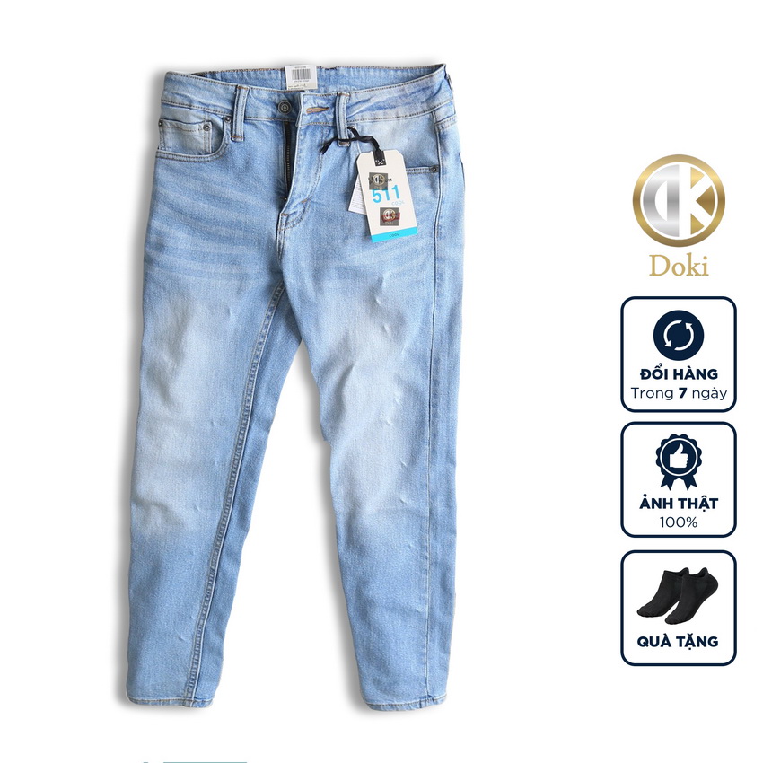 Quần Jean Nam Xanh Bạc denim DK-18 Quần bò nam dáng đứng, ôm nhẹ, chất vải co giãn, quần jean slimfit ống 17-18 - DK