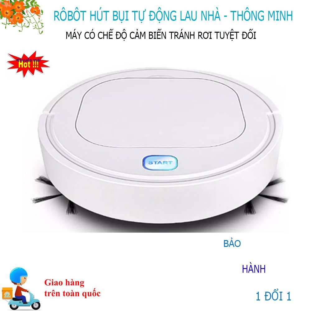ROBOT Hút Bụi Lau Nhà ,Máy Hút Bụi , Máy Hút Bụi Lau Nhà Thiết Kế Nhỏ Gọn Thông Minh Làm Sạch Các Vị Trí Khó Như Gầm giường ,Tủ ,Ghế Sofa .Tự Động Né Tránh Vật Cản. Độ ồn Thấp .  bảo hành 1 đổi 1