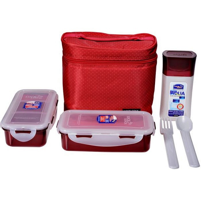 Bộ hộp cơm trưa tiện lợi với túi xách sang trọng Lock & Lock - (Đỏ)