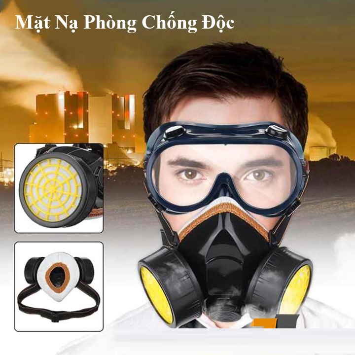 Mặt nạ phòng độc, mặt nạ lọc 2 phin lọc có kính