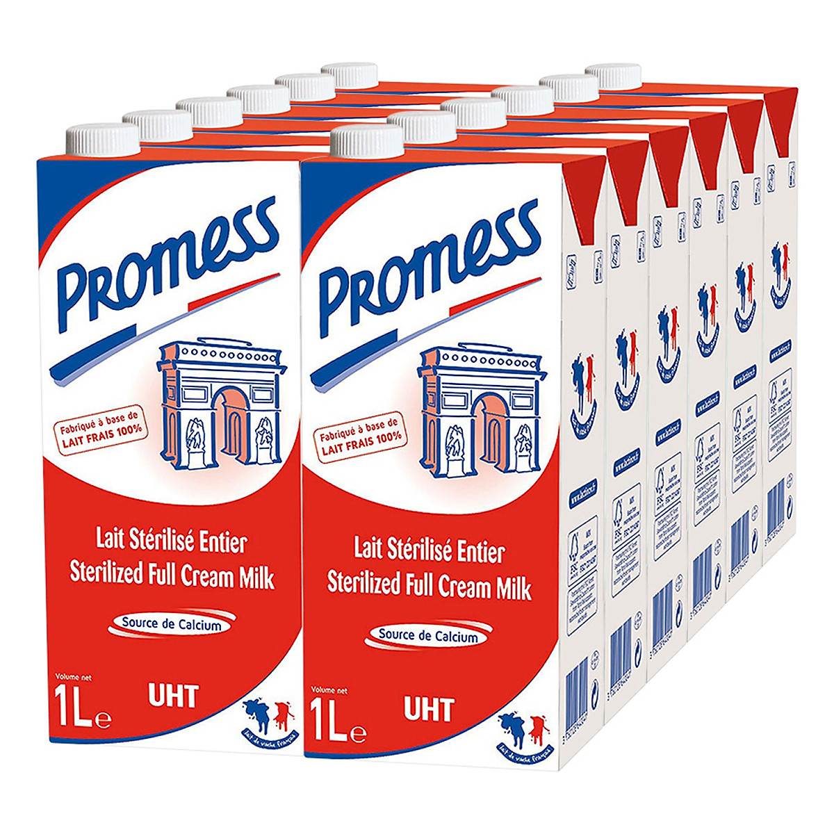 Thùng 6 hộp_Sữa tươi nguyên kem Full Cream Promess (Pháp) 1L