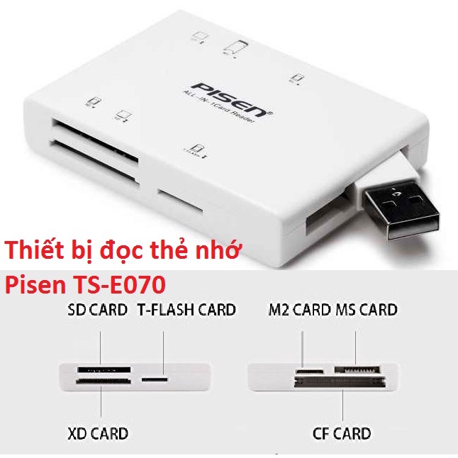 Thiêt bị đọc thẻ nhớ USB2.0 Pisen TS-E070