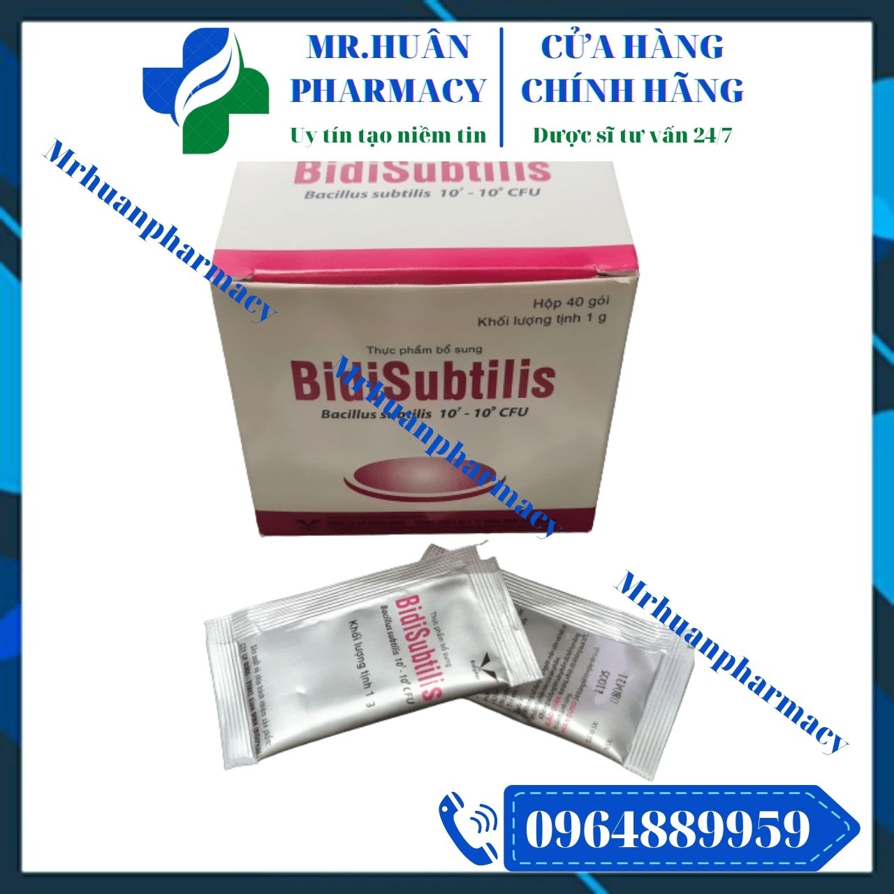 Men vi sinh BidiSubtilis (Hộp 40 gói) - Bổ sung lợi khuẩn, giúp cân bằng hệ vi sinh đường ruột, giảm rối loạn tiêu hóa