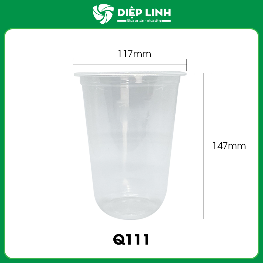Ly nhựa pp 1000ml đáy bầu, lốc 50 cái, không nắp hoặc có nắp | nhựa diệp linh | dieli | q111