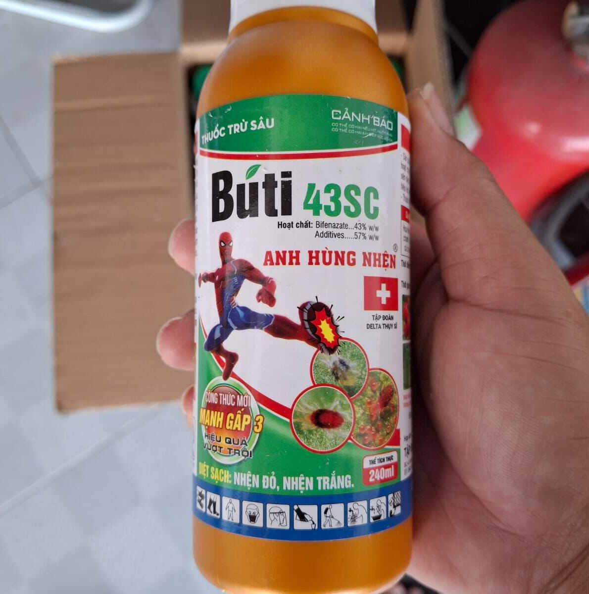 BUTI 43SC Anh Hùng Nhện đỏ - Nhện trắng gây hại cho cây ăn trái hoa kiểng chai 240ml dùng 400-500 lít nước