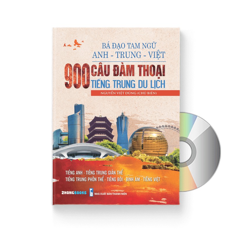 Sách - bá đạo tam ngữ trung - anh - việt: 900 câu đàm thoại tiếng trung du lịch + dvd quà tặng