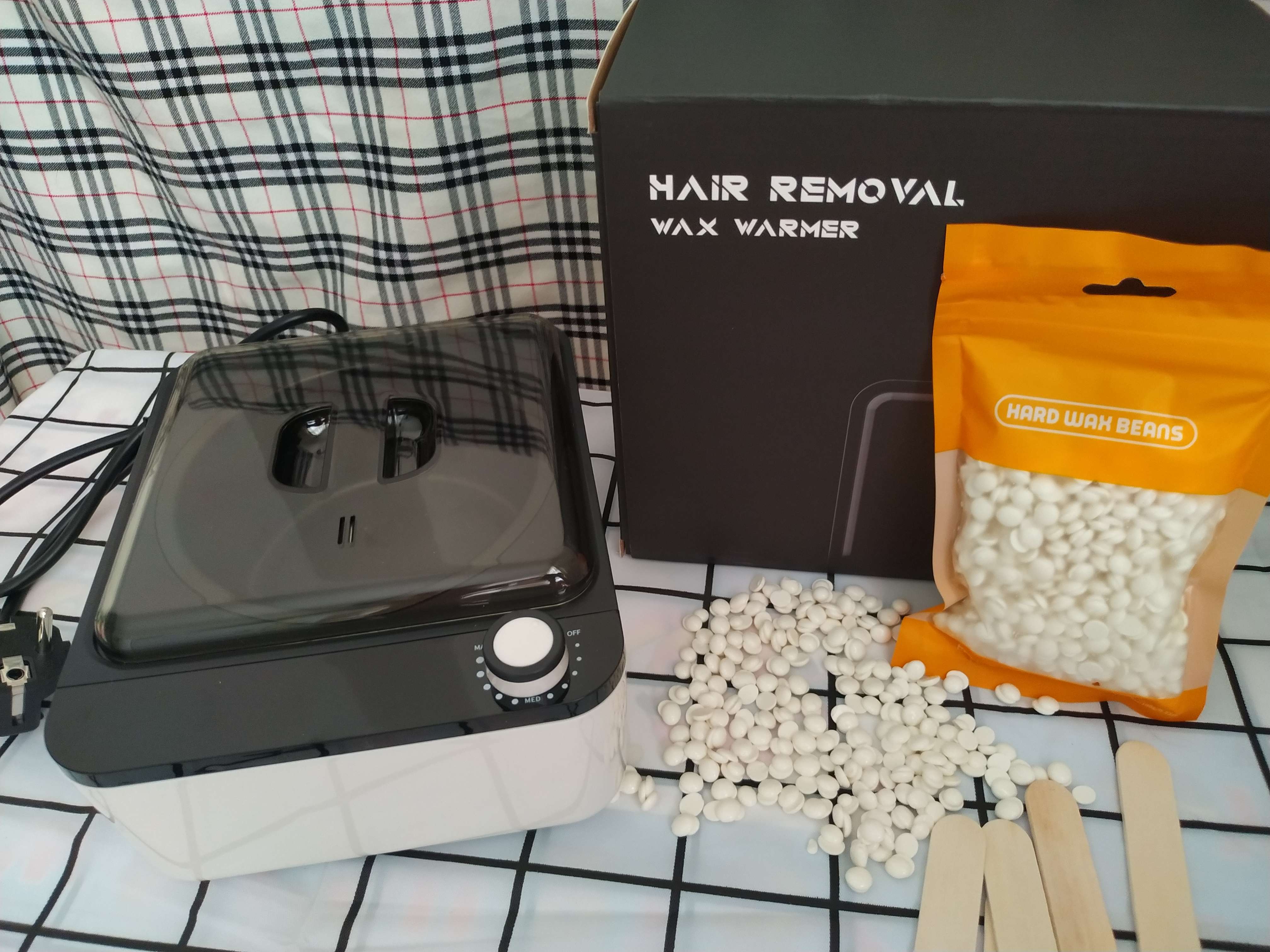 Combo Nồi nấu sáp wax lông chống dính + Sáp wax lông sữa dừa coconut + Tặng kèm que gỗ