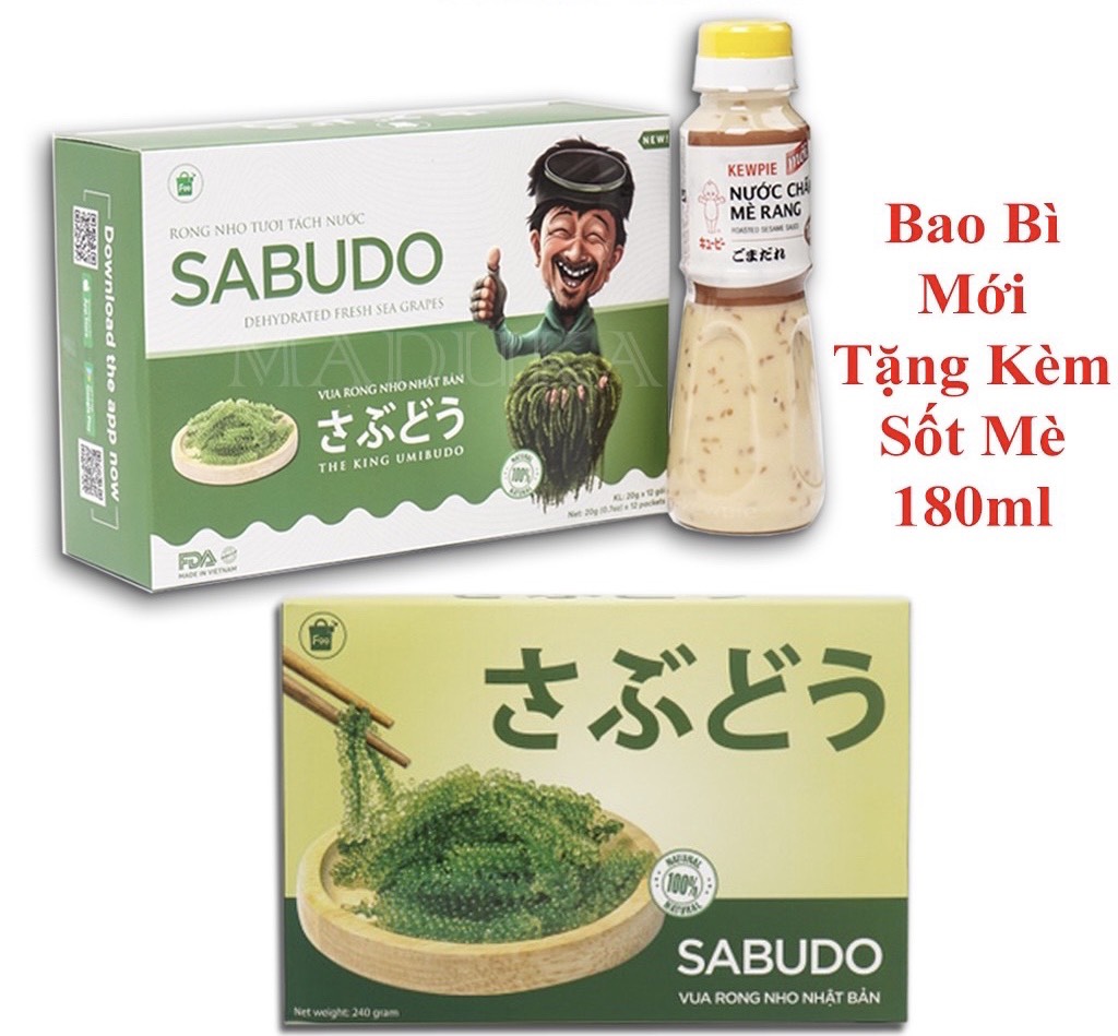 Combo 2 hộp (24 gói) gói rong nho sabuod nhật bản + tặng 24 gói sốt mè rang