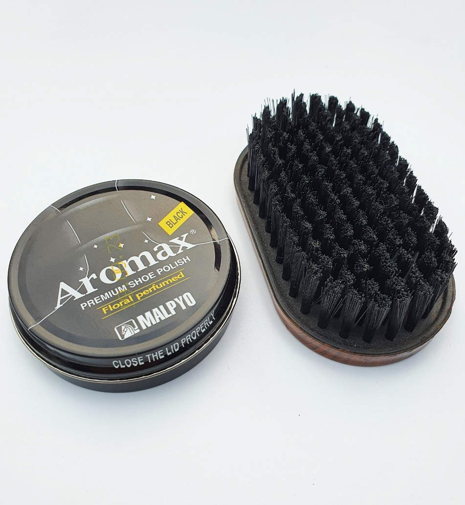 Combo bàn chải đánh giày + xi kiwi, aromax, starwax nhập khẩu thái lan, hàn quốc, malaysia