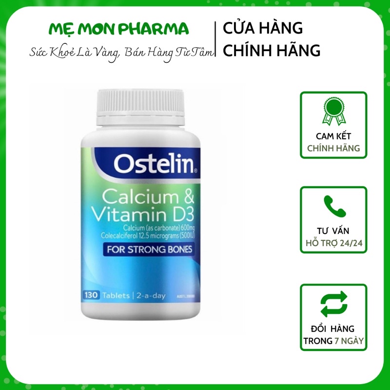 [Chuẩn Úc] Ostelin Calcium & Vitamin D3-Viên Uống Bổ Sung Canxi,Vitamin D3 Cho Bà Bầu Và Sau Sinh (Lọ 130 Viên) -Hot