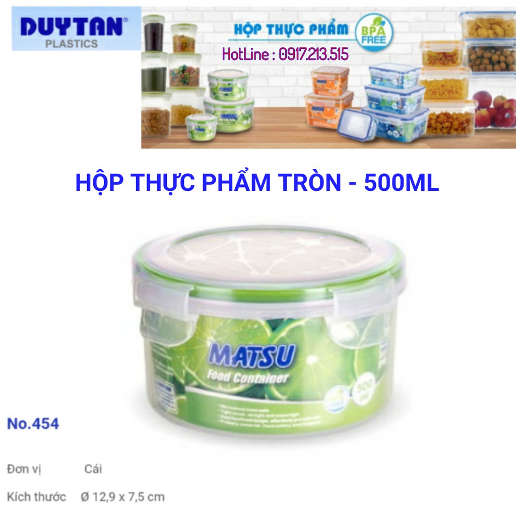 Hộp nhựa đựng thực phẩm tròn 500ml duy tân
