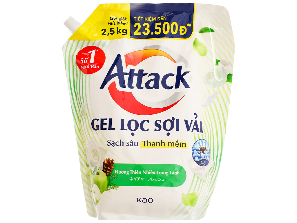Gel nước giặt attack lọc sợi vải sạch sâu thanh mềm 2.5kg.