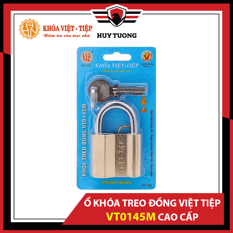 Ổ khóa treo đồng Việt Tiệp 64 x 42 phi 7mm 0145M cao cấp - Huy Tưởng