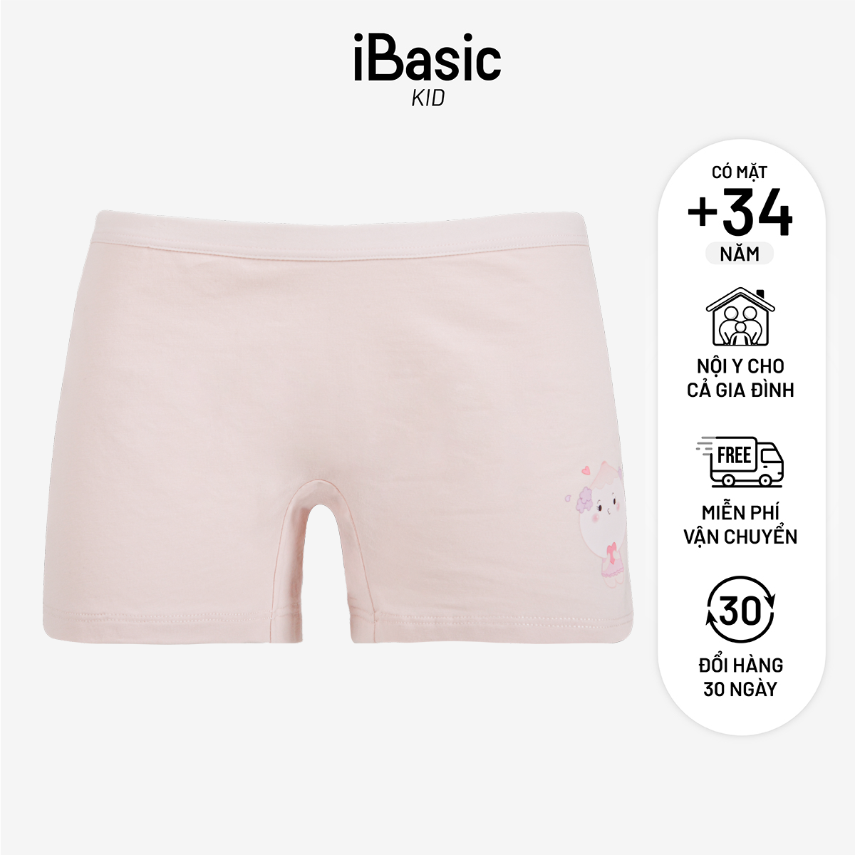  Quần lót bé gái iBasic cotton USA kháng khuẩn hình in phom boyshort PANT028 
